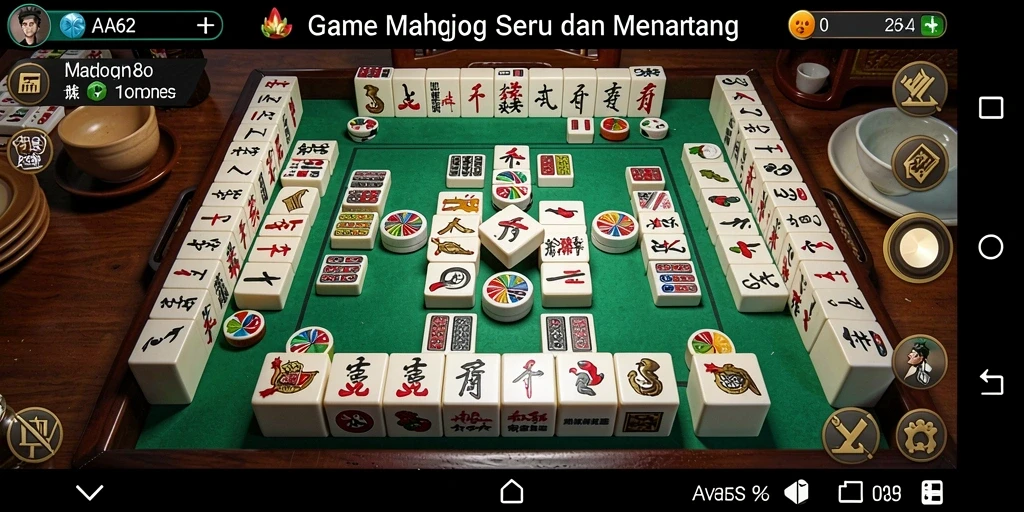 Screenshot gameplay AA62 menunjukkan tantangan Mahjong yang menarik.