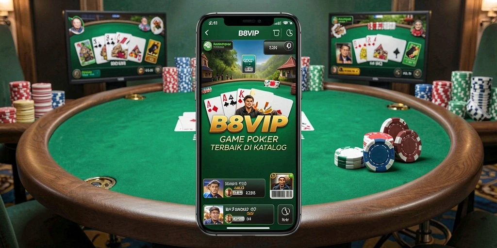 Screenshot utama B8VIP menampilkan serunya bermain Poker online.