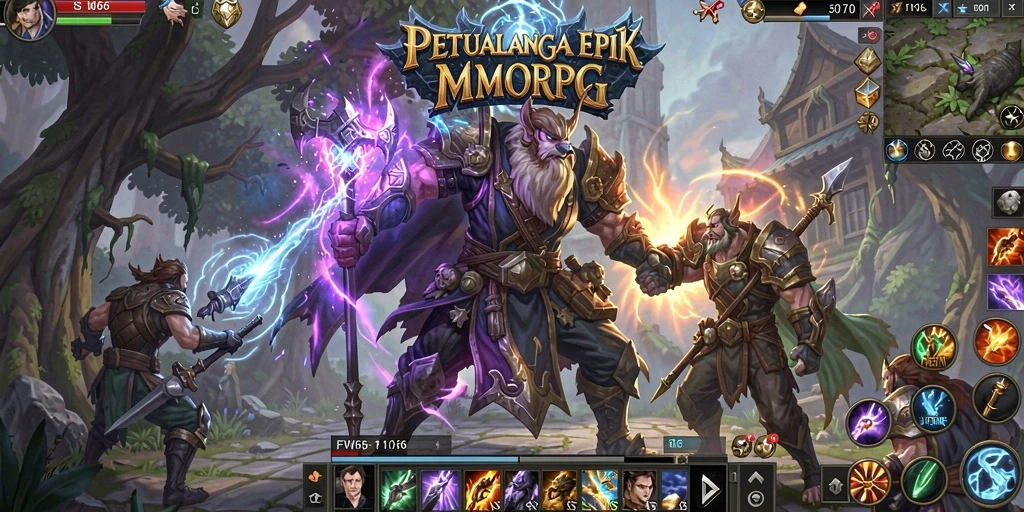 Gambaran gameplay seru dalam dunia FW66 MMORPG.