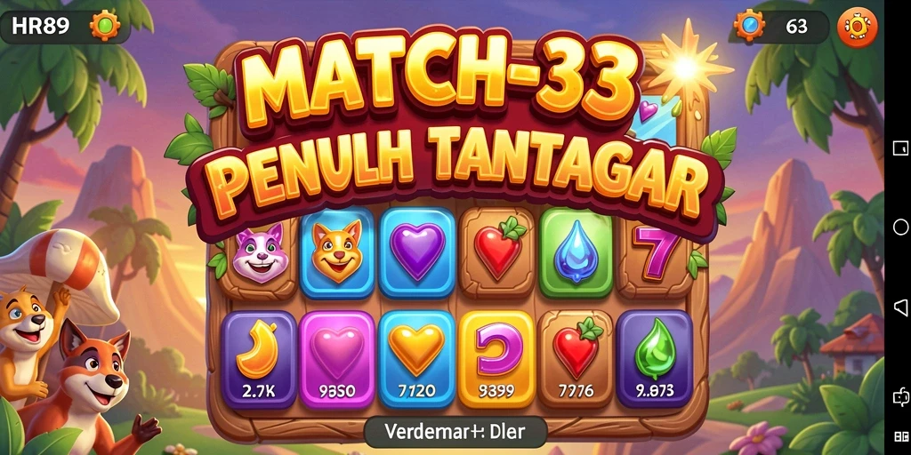 Tampilan gameplay HR89 yang menarik dan penuh warna pada level Match-3.