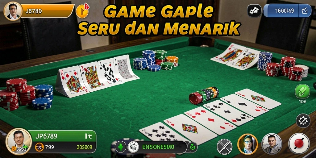 Tampilan gameplay Gaple yang seru dan kompetitif.