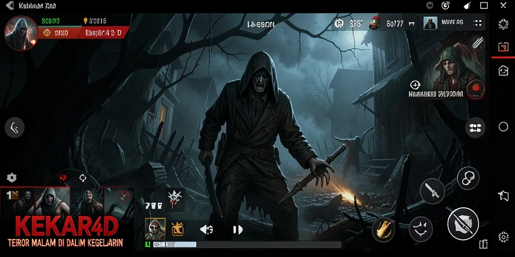 Screenshot menampilkan suasana mencekam dalam KEKAR4D.