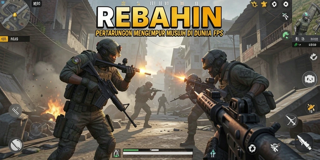 Tampilkan gameplay seru REBAHIN dengan aksi menembak yang mendebarkan.