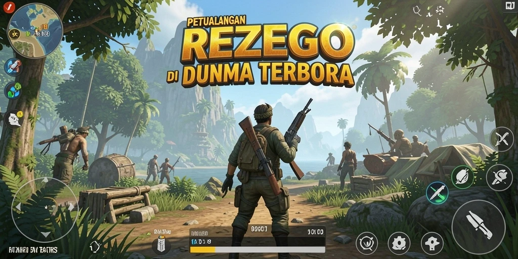 Screenshot gameplay <strong>REZEGO</strong> menunjukkan eksplorasi dunia terbuka yang luas.