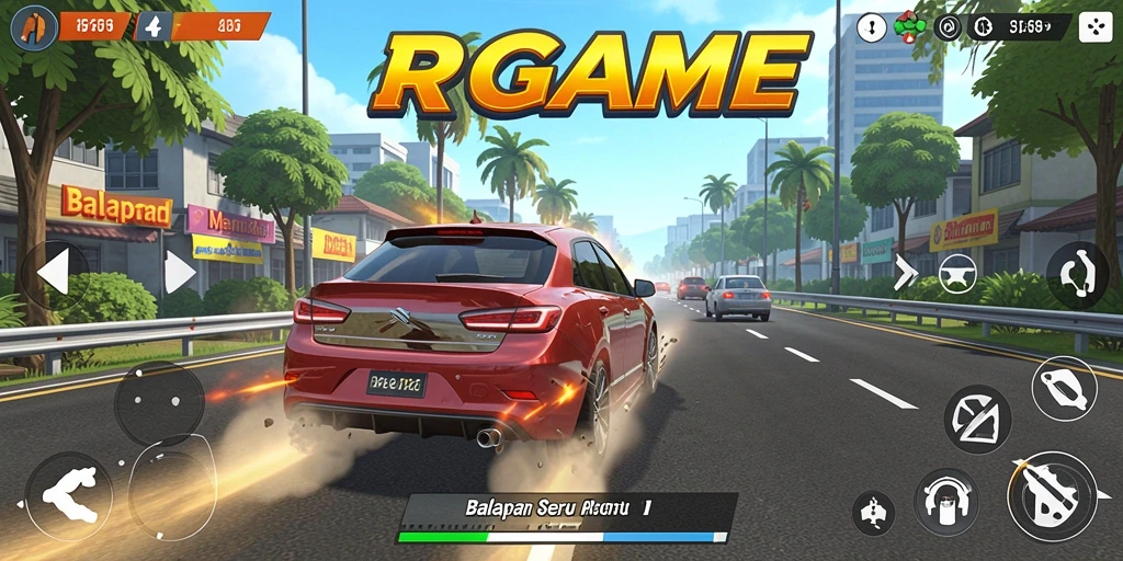Gameplay RPGAME yang mendebarkan saat balapan di trek menantang.