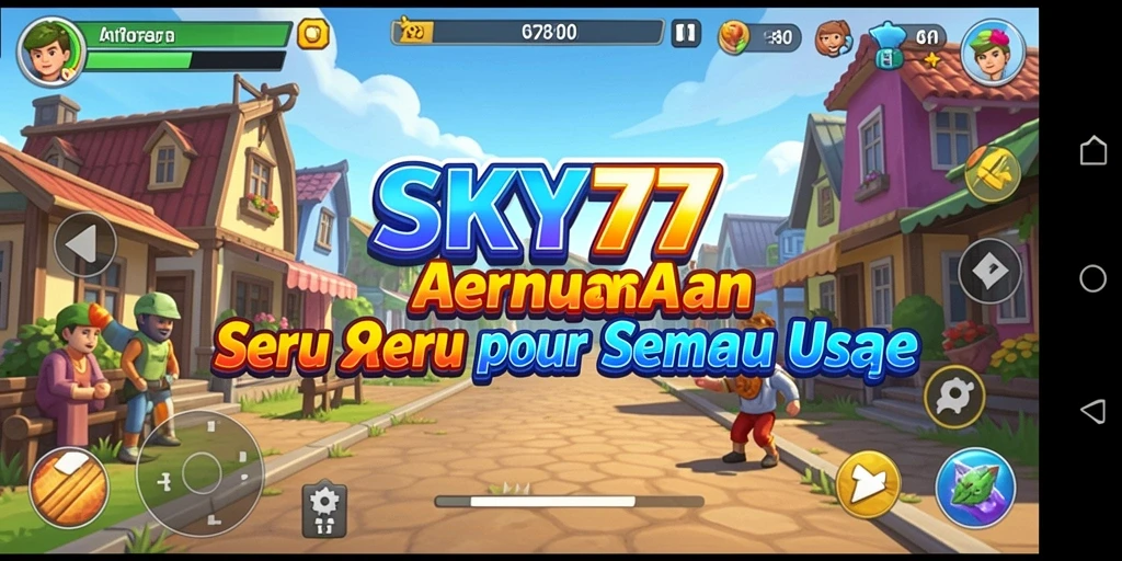 Tangkapan layar gameplay <strong>SKY77</strong> yang penuh warna dan menantang.